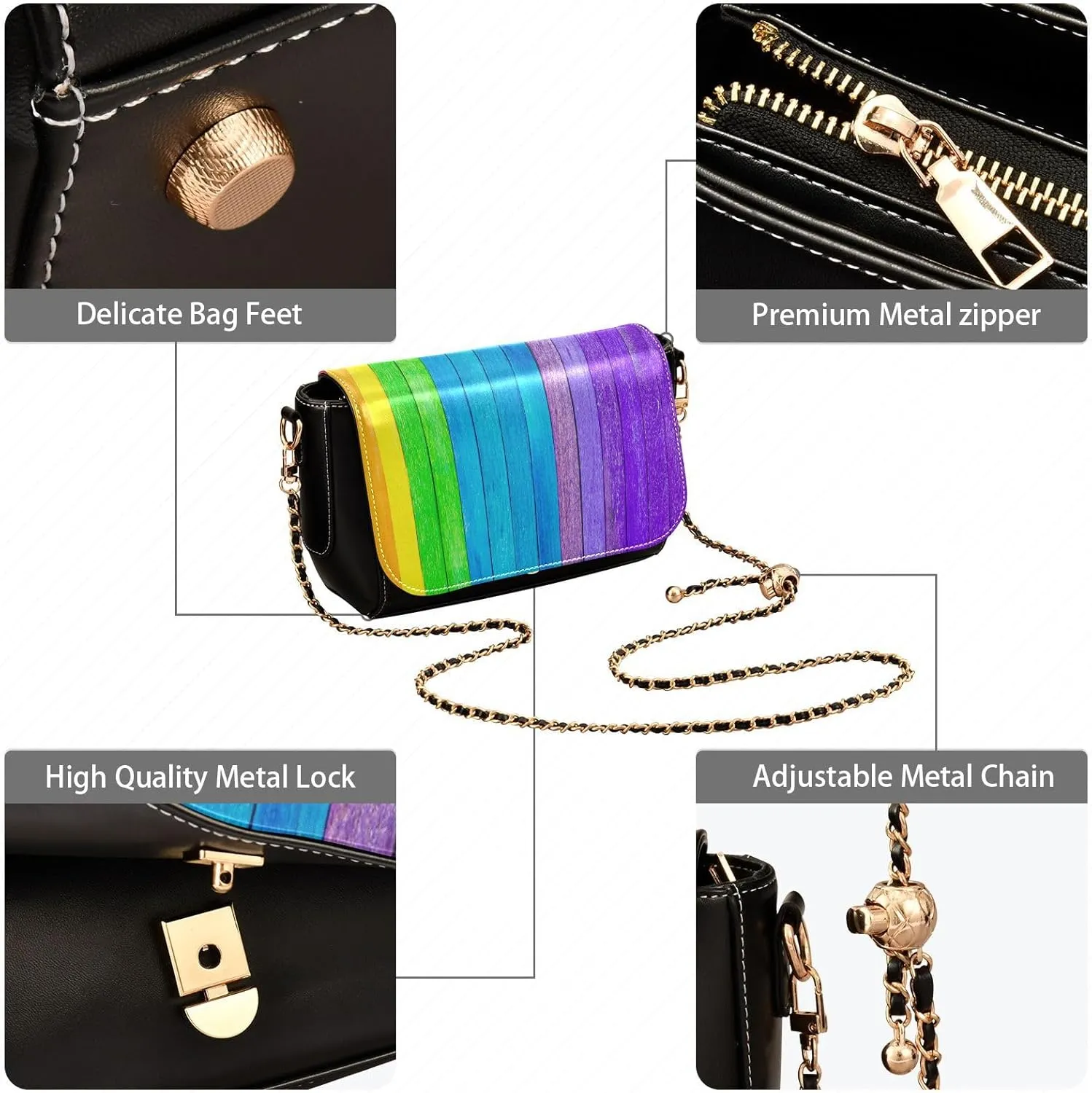 Crossbody Bags for Women Trendy Women's Black Shoulder Bag Small PU Leather Flap Cross Body Bag Handbags
