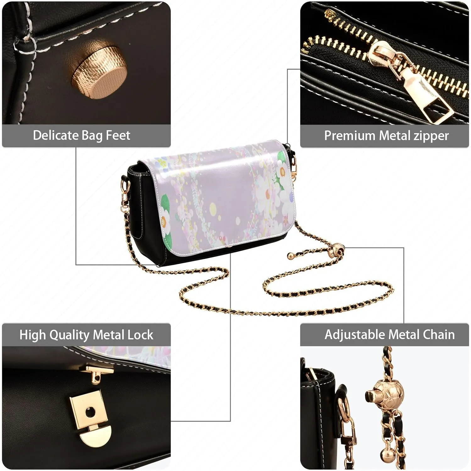 Crossbody Bags for Women Trendy Women's Black Shoulder Bag Small PU Leather Flap Cross Body Bag Handbags