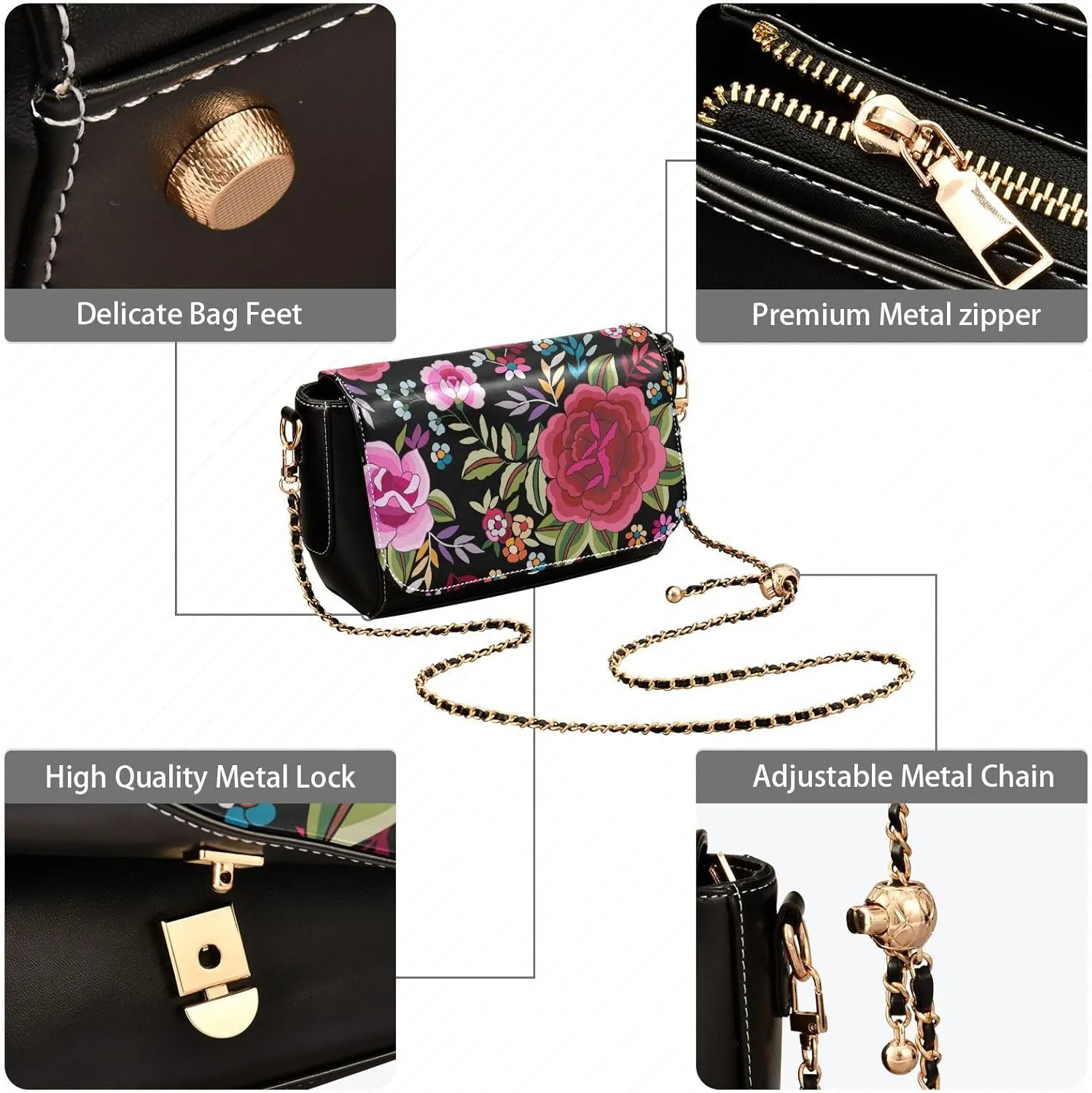 Crossbody Bags for Women Trendy Women's Black Shoulder Bag Small PU Leather Flap Cross Body Bag Handbags