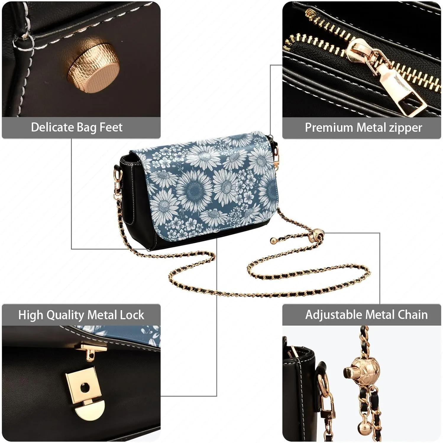Crossbody Bags for Women Trendy Women's Black Shoulder Bag Small PU Leather Flap Cross Body Bag Handbags
