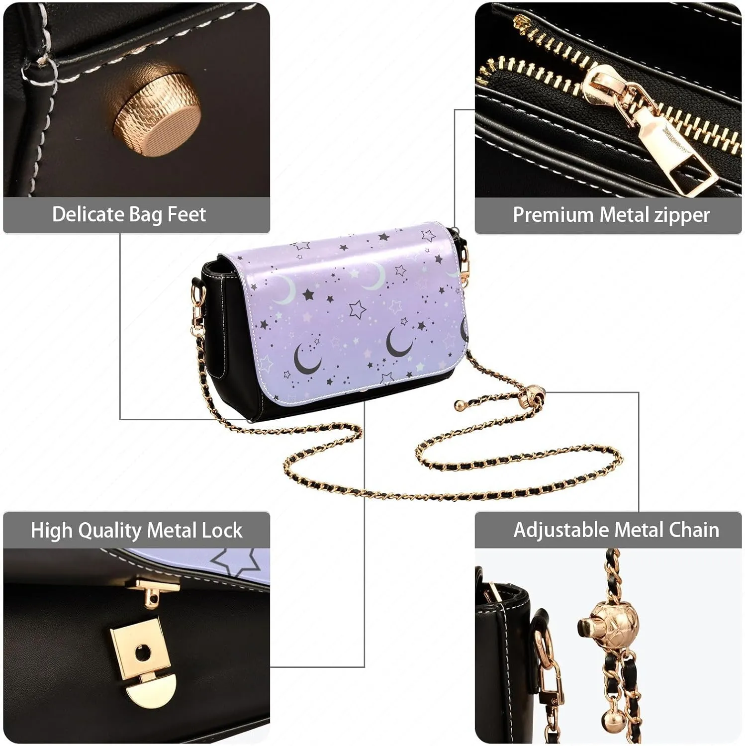 Crossbody Bags for Women Trendy Women's Black Shoulder Bag Small PU Leather Flap Cross Body Bag Handbags