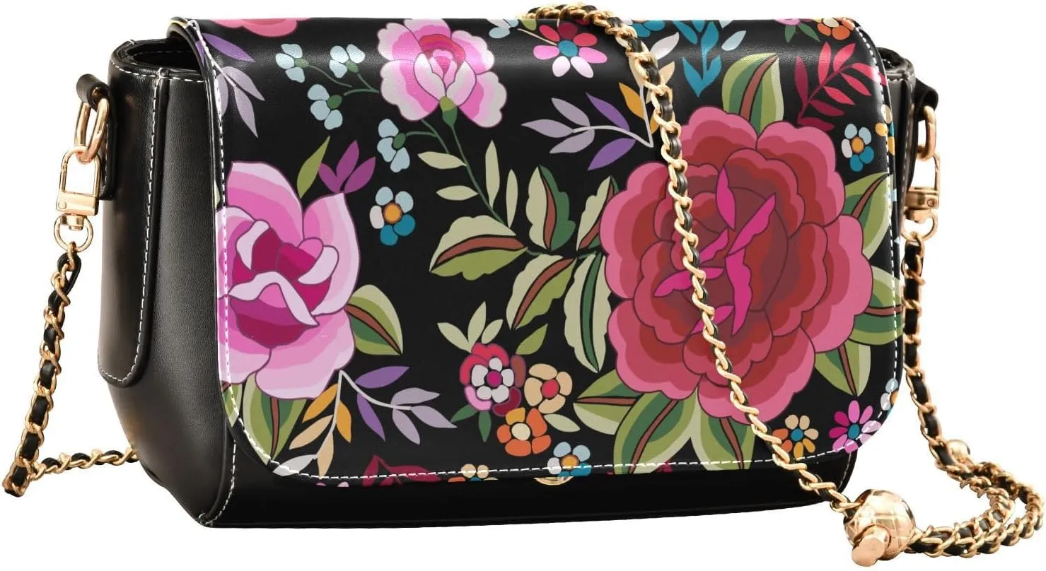Crossbody Bags for Women Trendy Women's Black Shoulder Bag Small PU Leather Flap Cross Body Bag Handbags