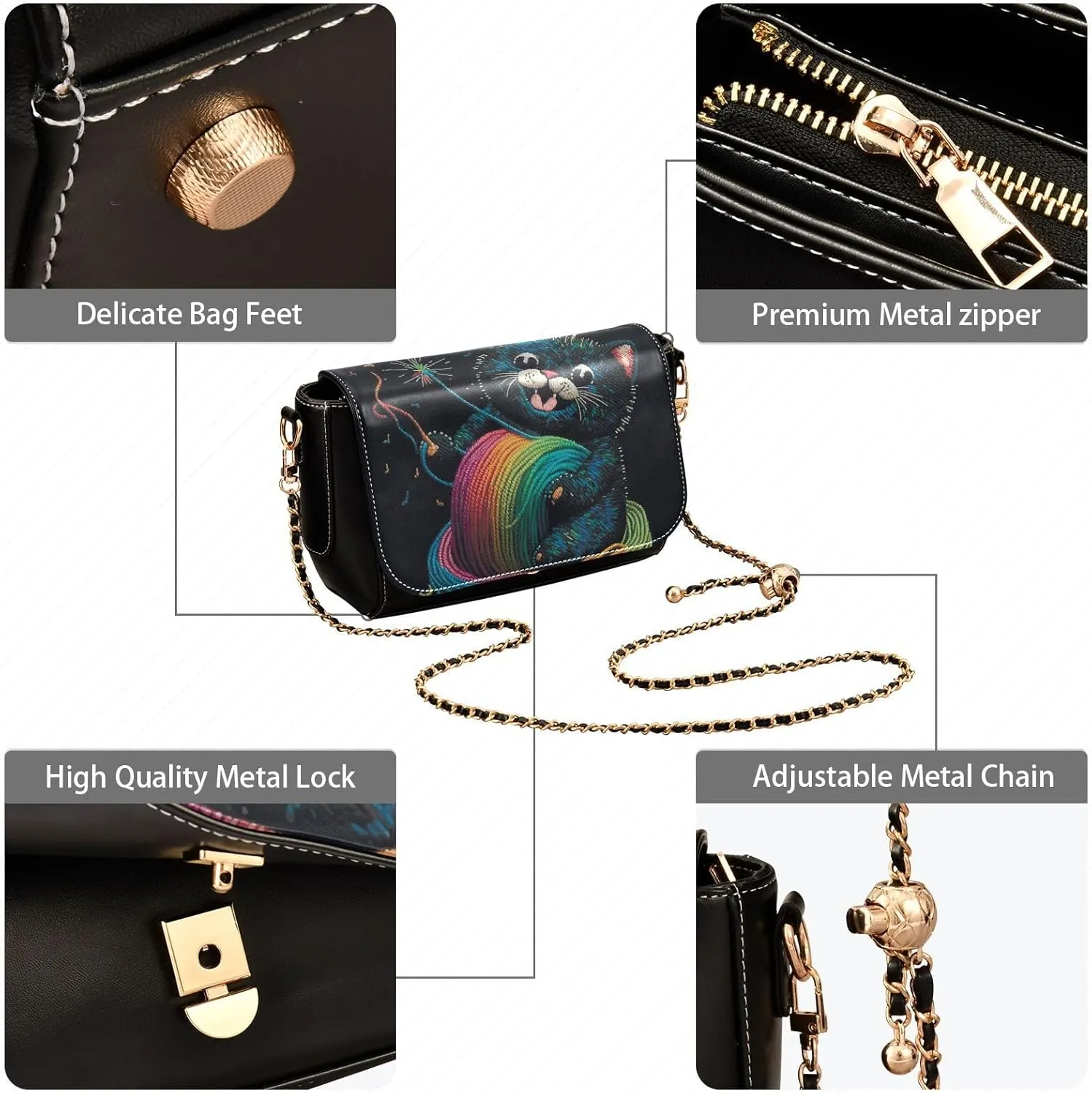 Crossbody Bags for Women Trendy Women's Black Shoulder Bag Small PU Leather Flap Cross Body Bag Handbags