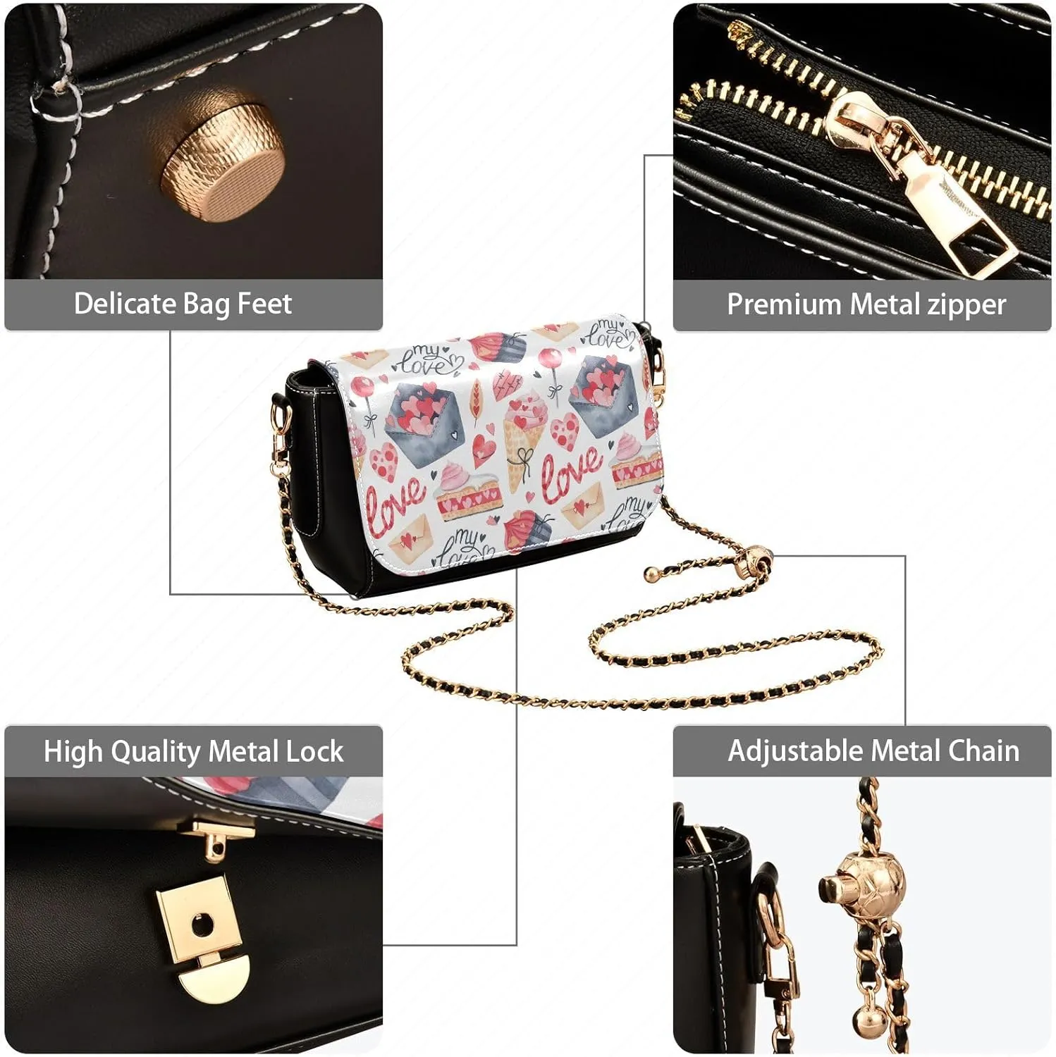 Crossbody Bags for Women Trendy Women's Black Shoulder Bag Small PU Leather Flap Cross Body Bag Handbags