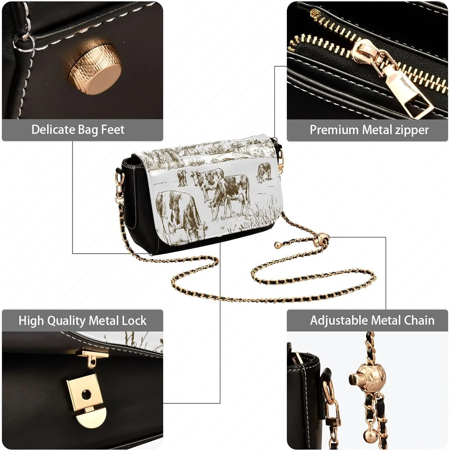Crossbody Bags for Women Trendy Women's Black Shoulder Bag Small PU Leather Flap Cross Body Bag Handbags