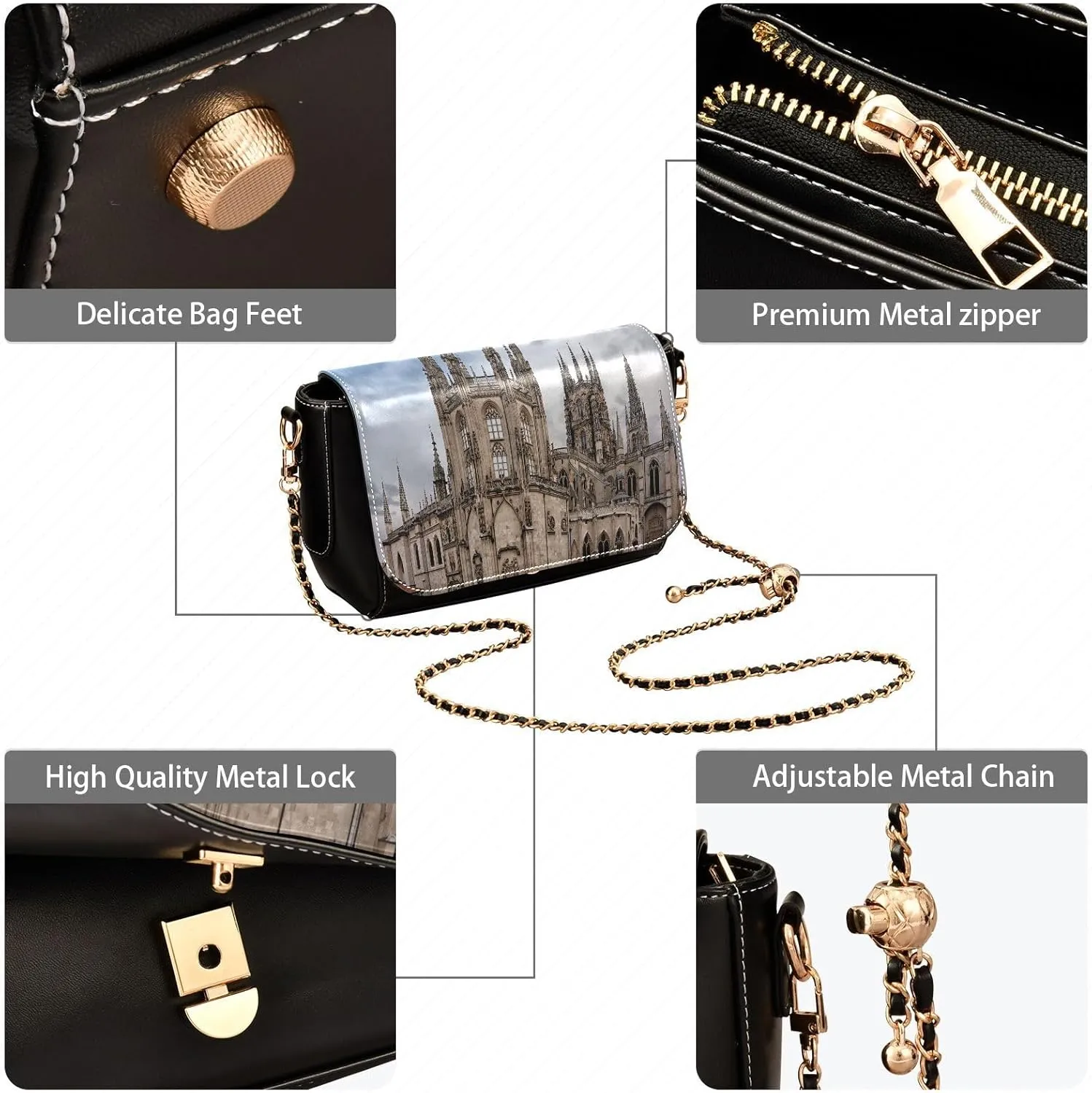 Crossbody Bags for Women Trendy Women's Black Shoulder Bag Small PU Leather Flap Cross Body Bag Handbags