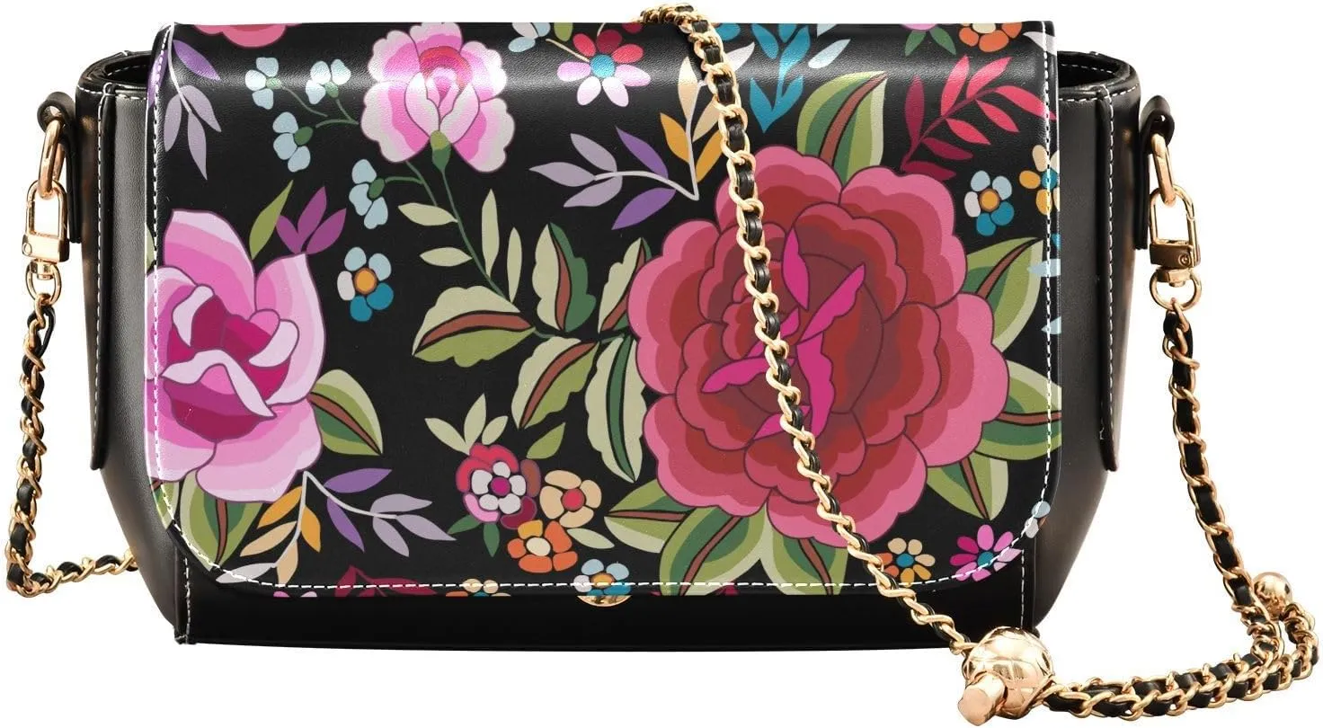Crossbody Bags for Women Trendy Women's Black Shoulder Bag Small PU Leather Flap Cross Body Bag Handbags