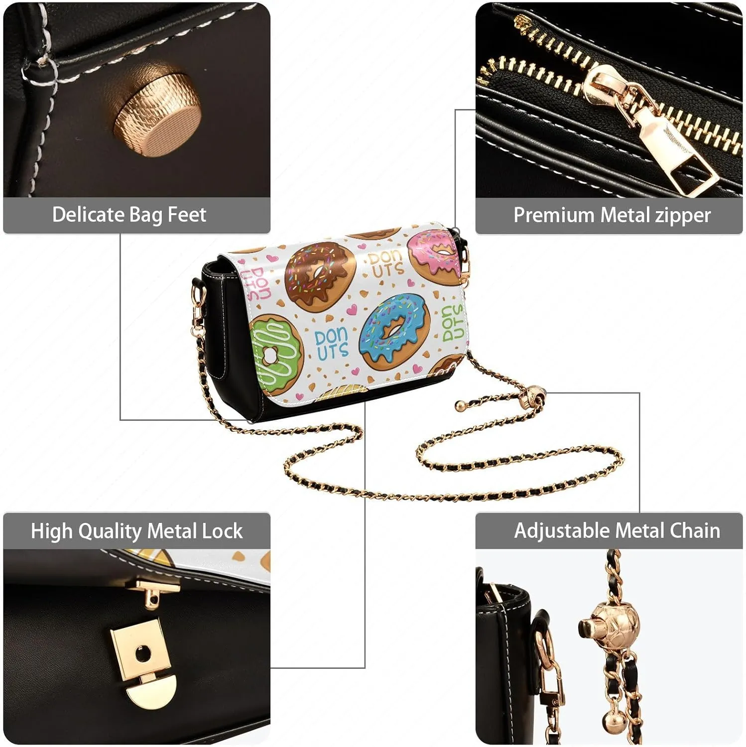 Crossbody Bags for Women Trendy Women's Black Shoulder Bag Small PU Leather Flap Cross Body Bag Handbags