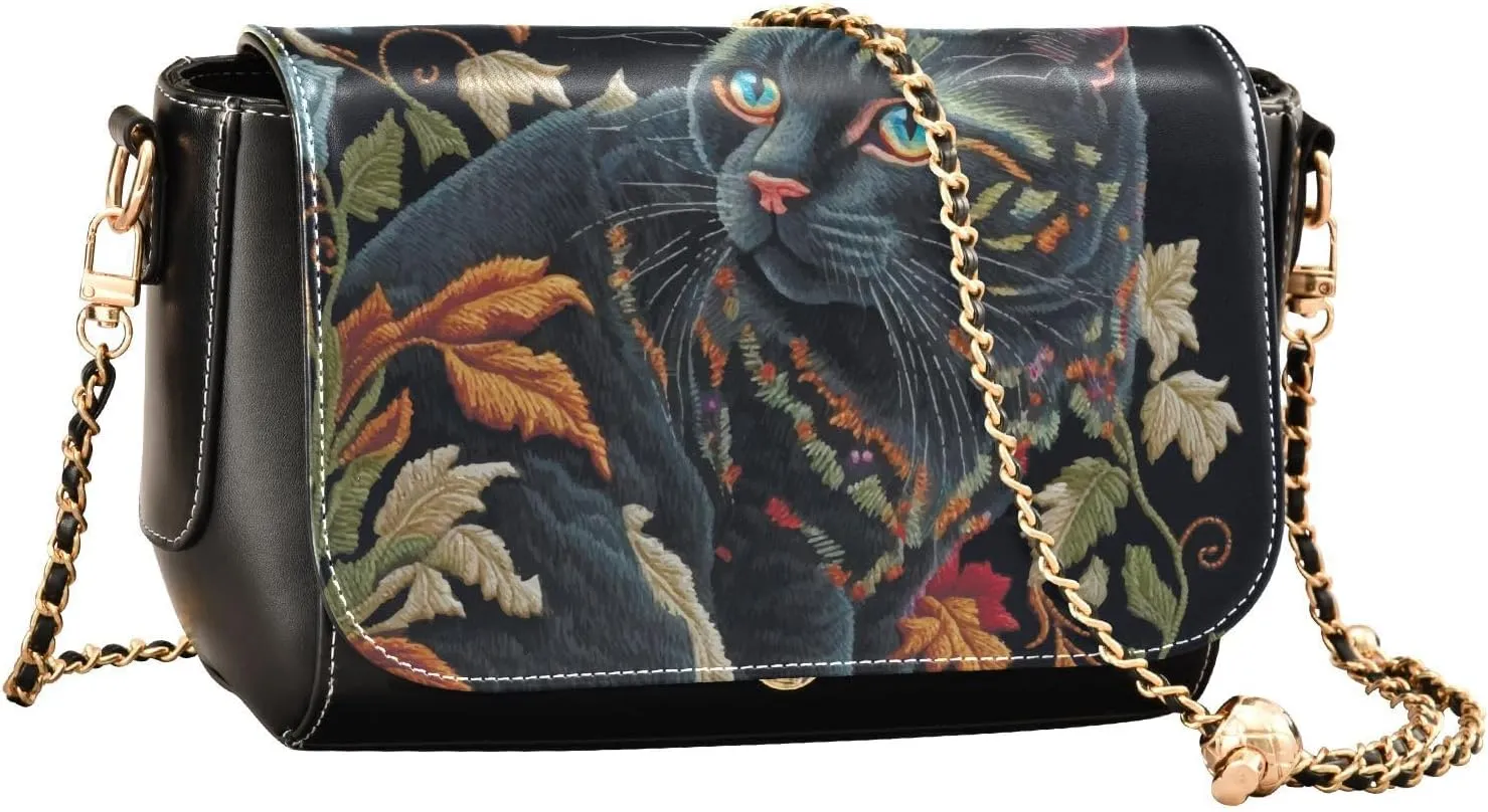 Crossbody Bags for Women Trendy Women's Black Shoulder Bag Small PU Leather Flap Cross Body Bag Handbags