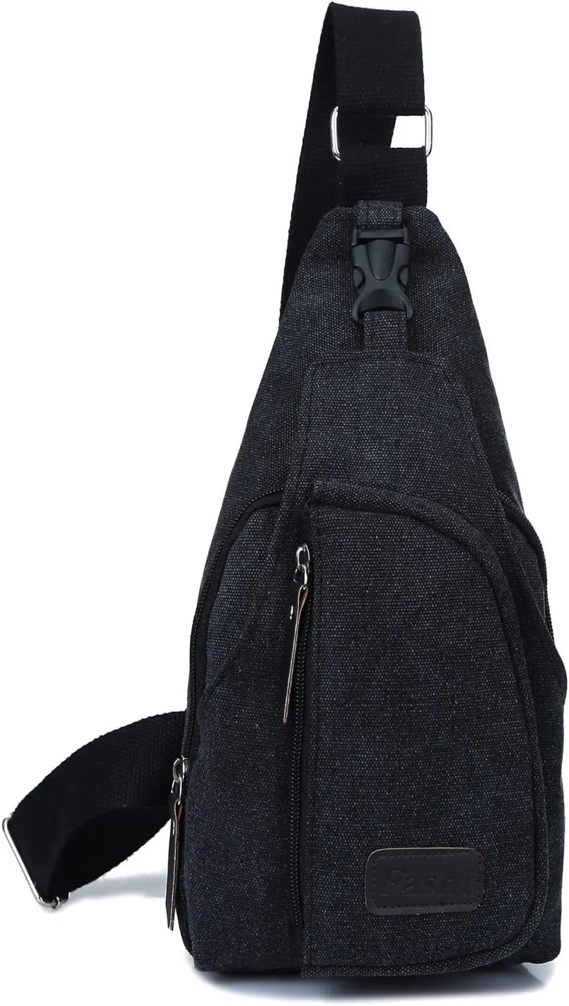 Crossbody Sling Backpack Canvas Small Sling Bag Hiking Daypack Rucksack for Men Women Outdoor Cycling Travel