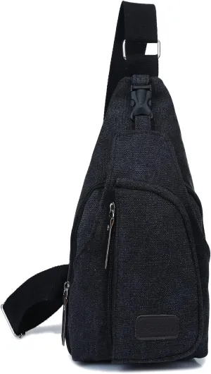 Crossbody Sling Backpack Canvas Small Sling Bag Hiking Daypack Rucksack for Men Women Outdoor Cycling Travel