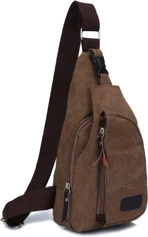 Crossbody Sling Backpack Canvas Small Sling Bag Hiking Daypack Rucksack for Men Women Outdoor Cycling Travel