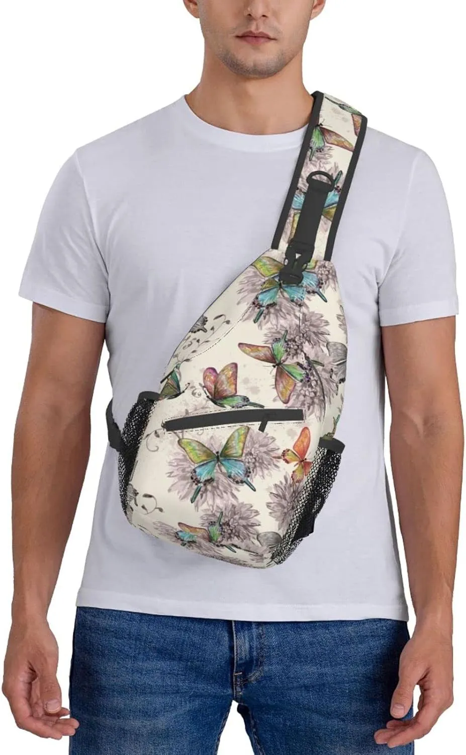 Crossbody Sling Backpack Sling Bag Chest Bag Shoulder Bag Travel Hiking Daypack For Men Women-Flying Butterflies