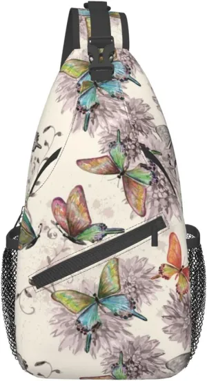 Crossbody Sling Backpack Sling Bag Chest Bag Shoulder Bag Travel Hiking Daypack For Men Women-Flying Butterflies