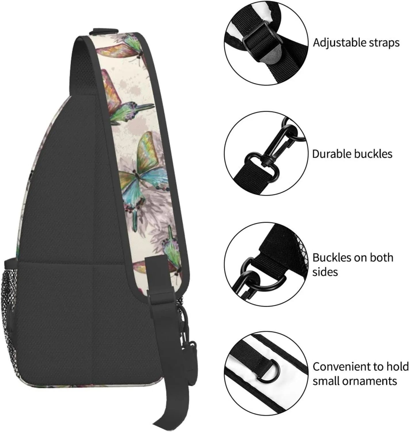 Crossbody Sling Backpack Sling Bag Chest Bag Shoulder Bag Travel Hiking Daypack For Men Women-Flying Butterflies
