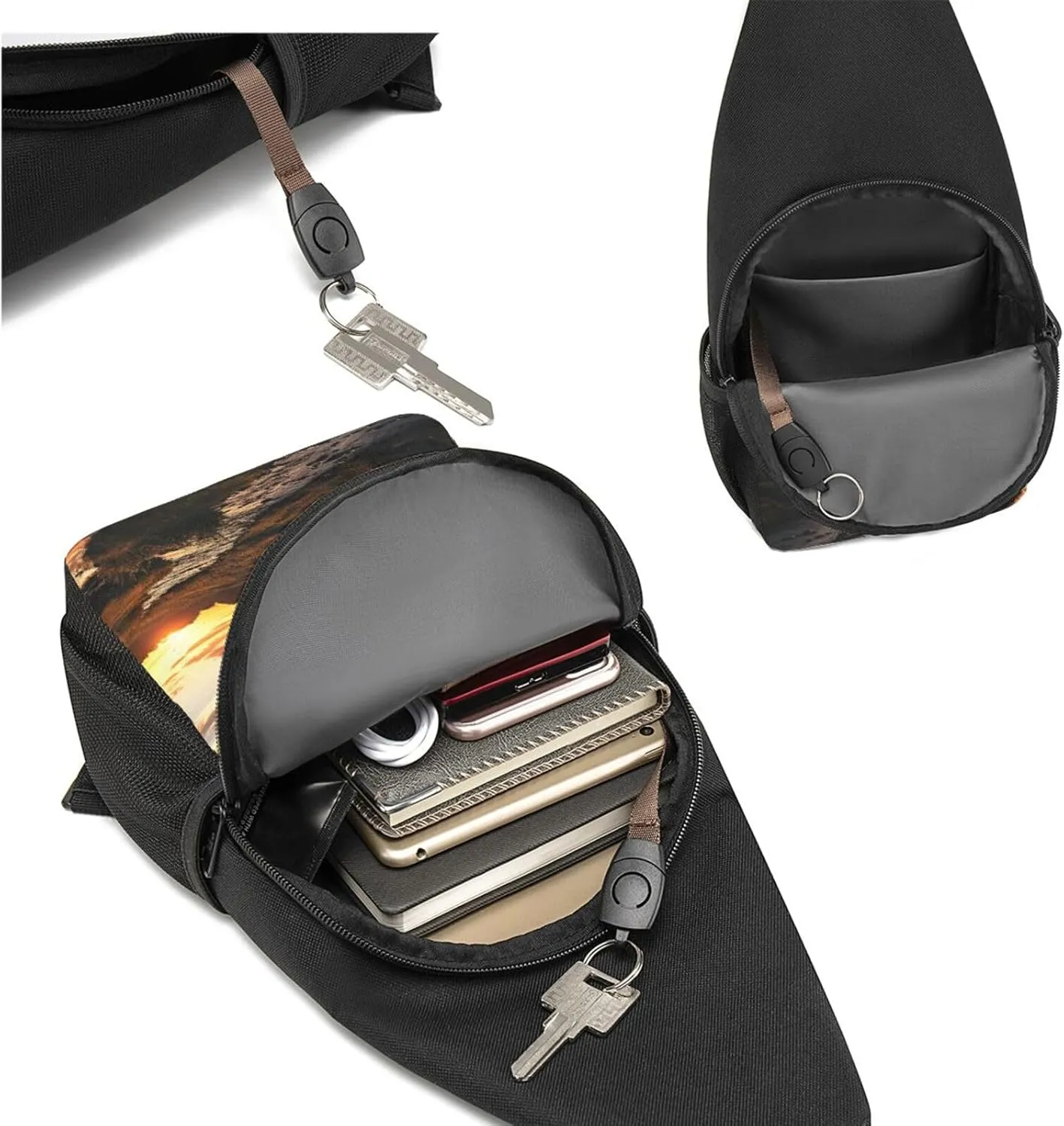 Crossbody Sling Backpack Sling Bag for Men Women Cross Chest Bag Shoulder Bag Rural Sunrise landscape Travel Hiking Daypack