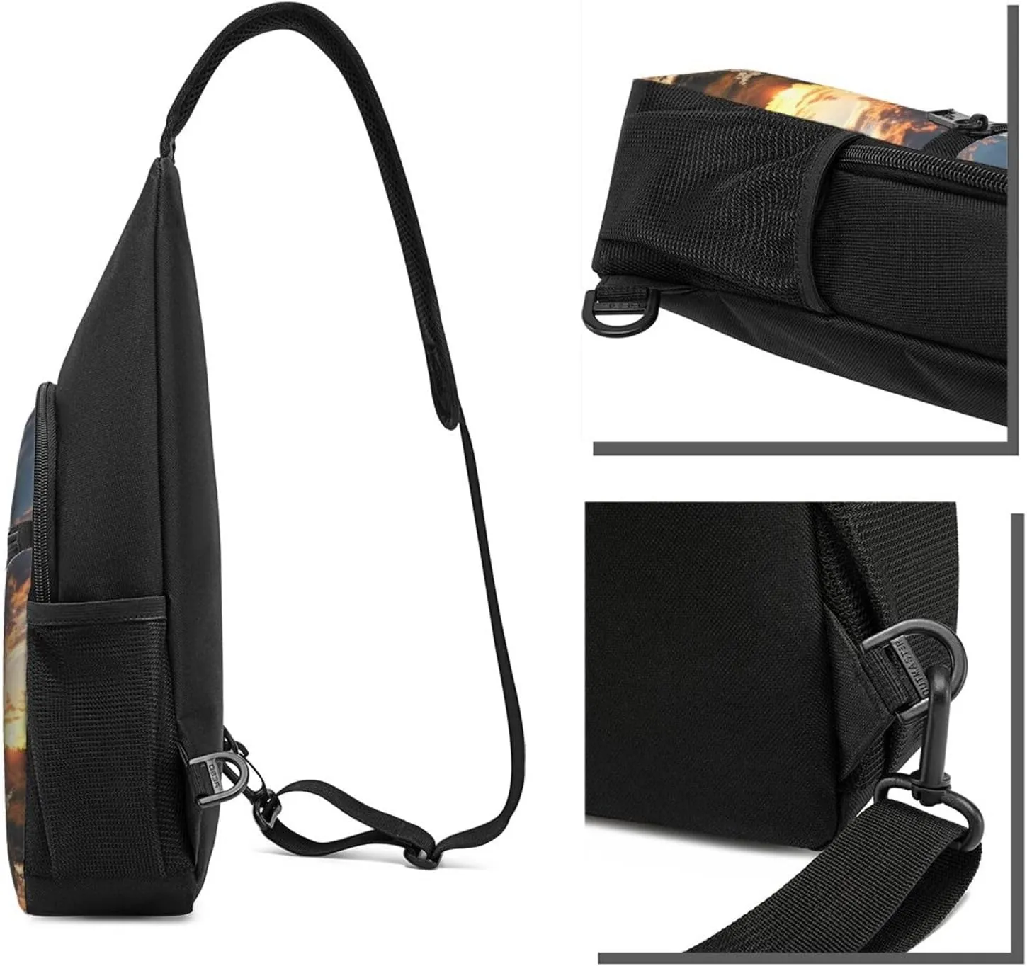 Crossbody Sling Backpack Sling Bag for Men Women Cross Chest Bag Shoulder Bag Rural Sunrise landscape Travel Hiking Daypack