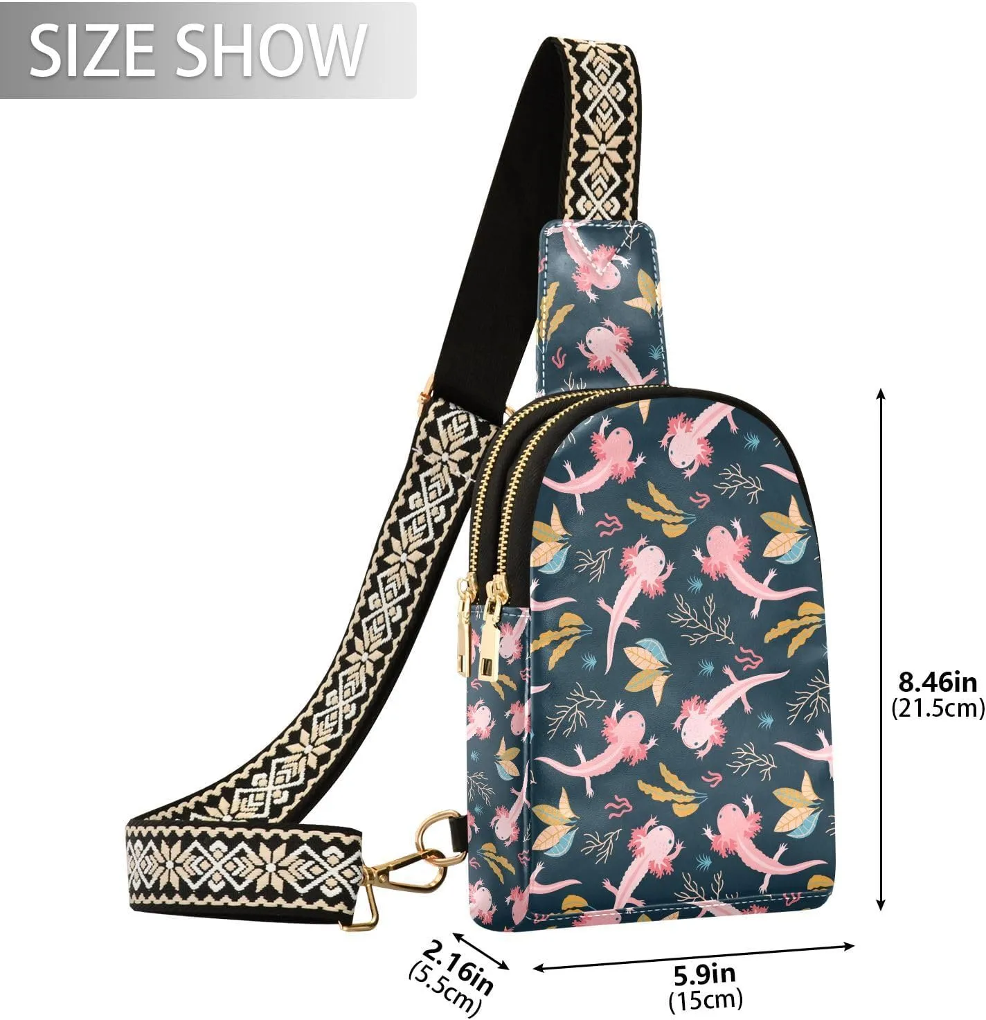 Crossbody Sling Bag for Women Leather Shoulder Chest Bag Small Fanny Pack for Hiking Travel
