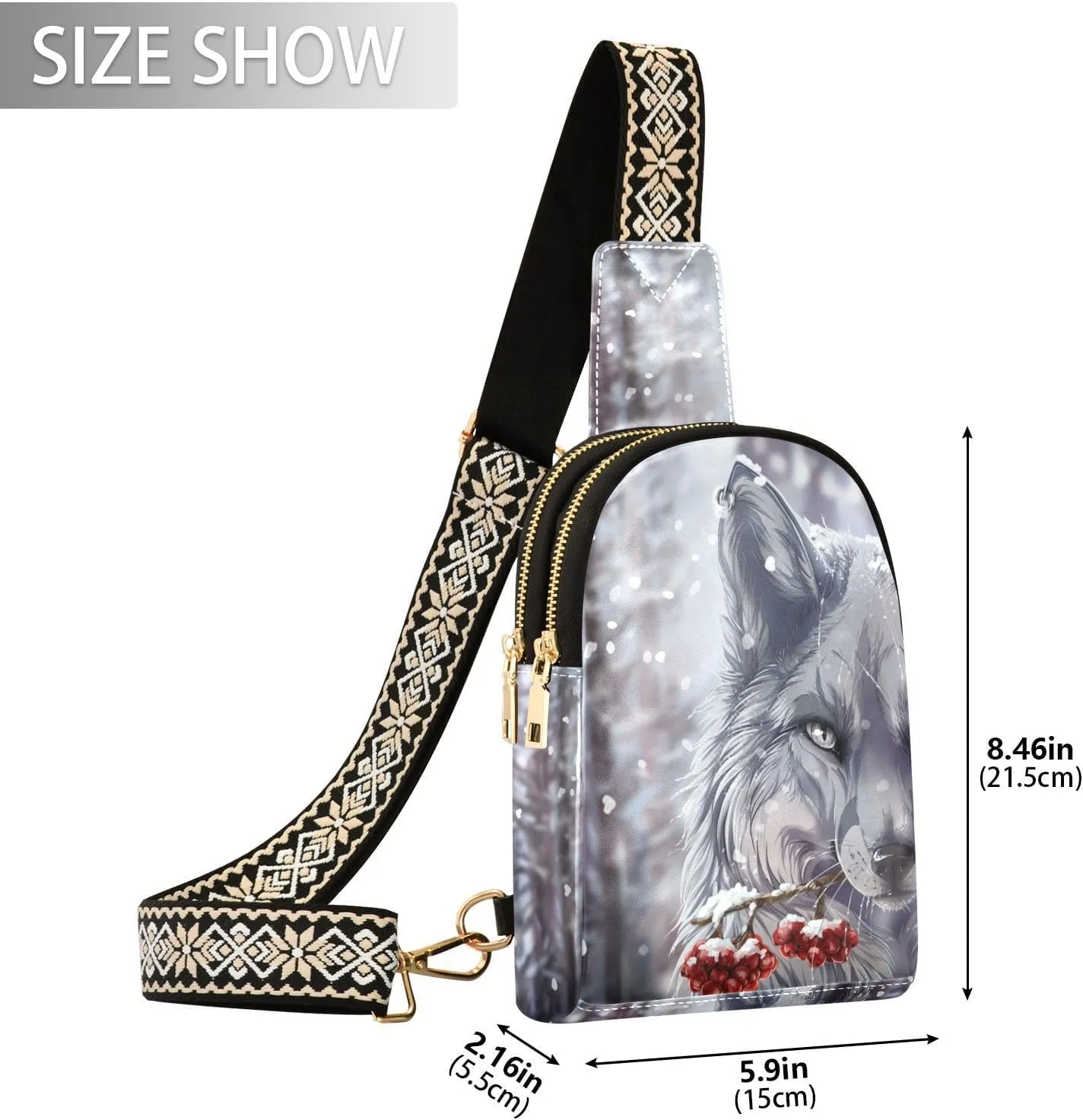 Crossbody Sling Bag for Women Leather Shoulder Chest Bag Small Fanny Pack for Hiking Travel