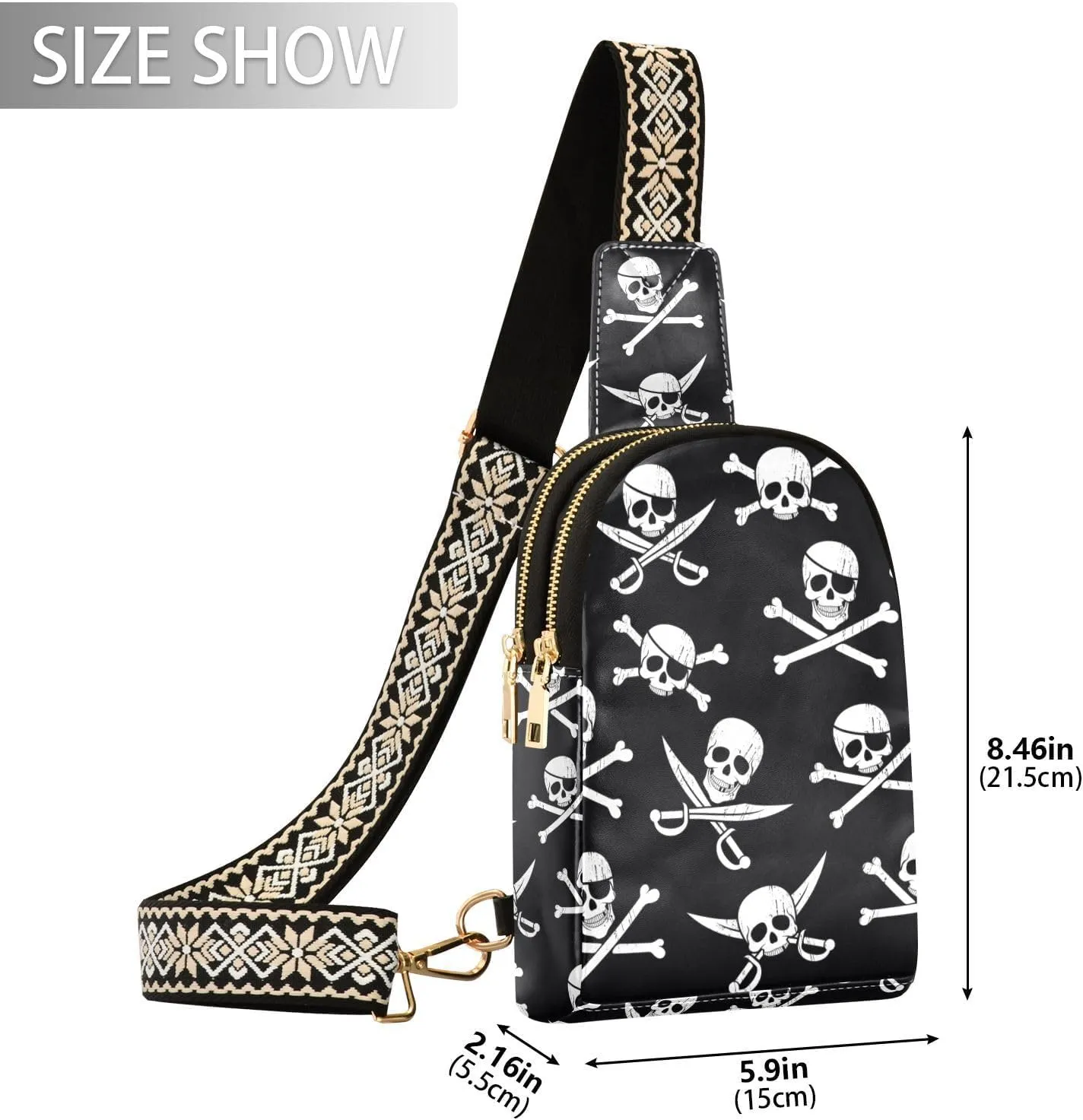 Crossbody Sling Bag for Women Leather Shoulder Chest Bag Small Fanny Pack for Hiking Travel