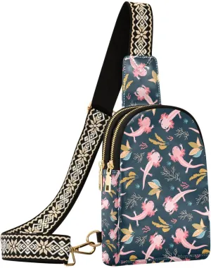 Crossbody Sling Bag for Women Leather Shoulder Chest Bag Small Fanny Pack for Hiking Travel
