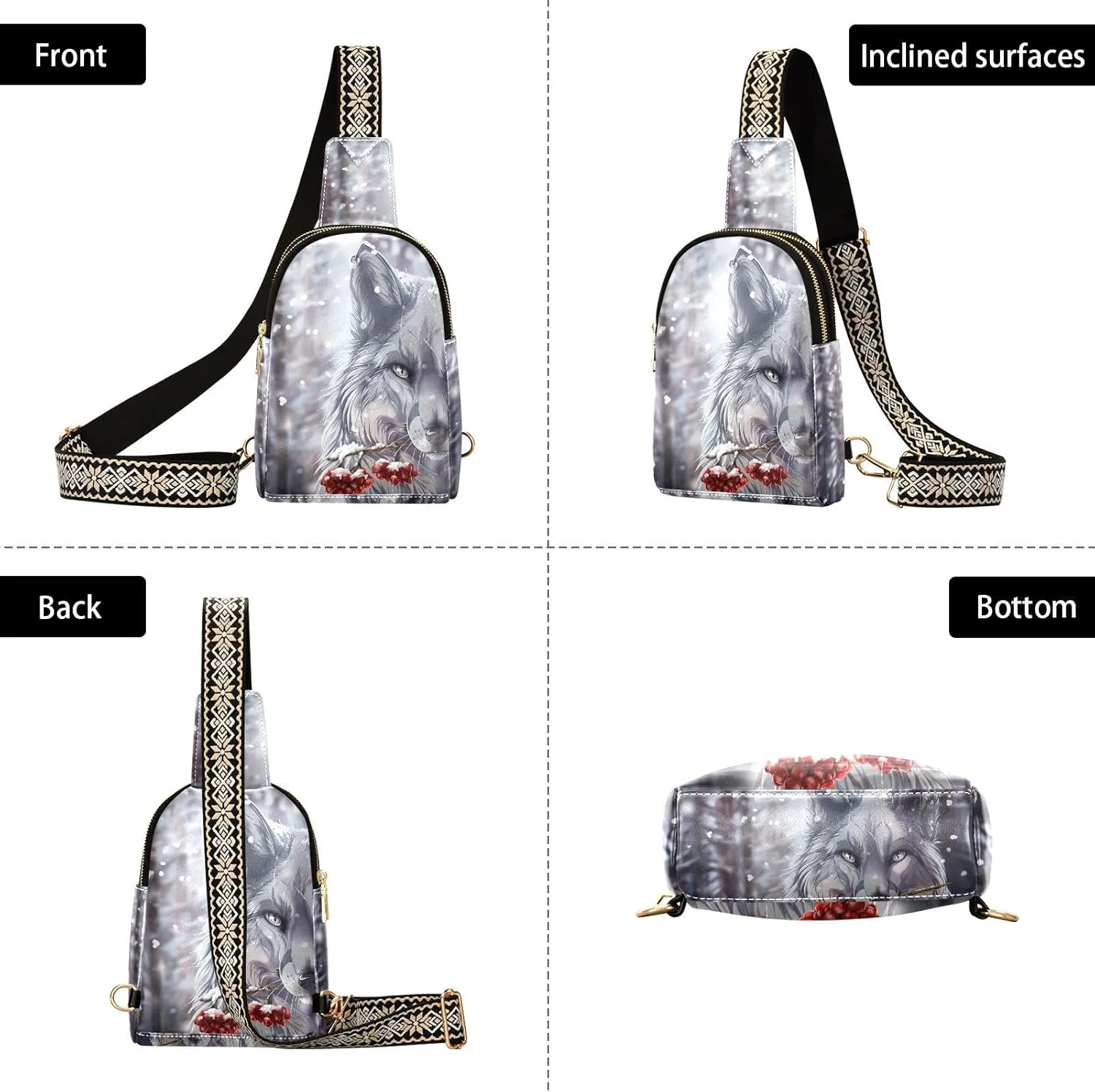 Crossbody Sling Bag for Women Leather Shoulder Chest Bag Small Fanny Pack for Hiking Travel