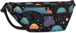 Crossbody Sling Bags for Women Men Cute Clouds Rainbow Casual Sling Backpack Daypack Chest Bag for Travel Sport Hiking Running