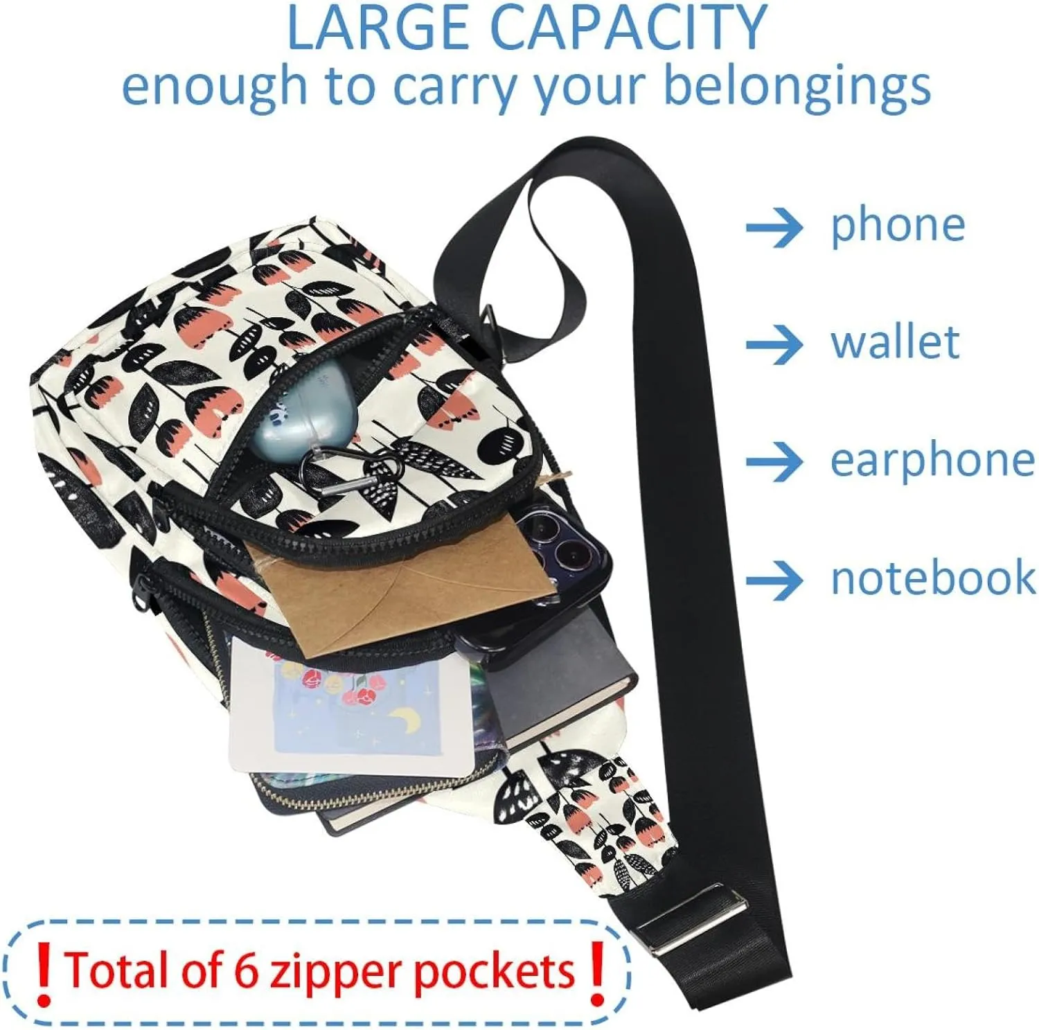 Crossbody Small Sling Bag Backpack for Women Men, Tulips (4) Chest Daypack Crossbody Travel Sports Hiking