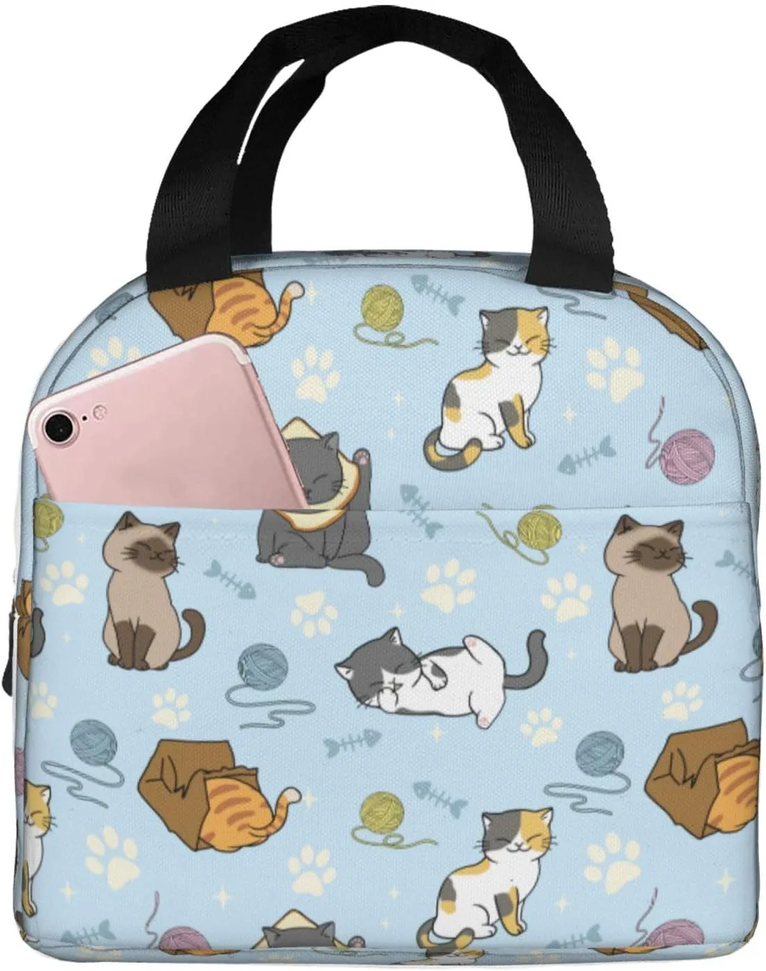 Cute Cats Lunch Box Insulated Lunch Bags for Women Men Adults Cooler Tote Bag for Work Picnic Gifts