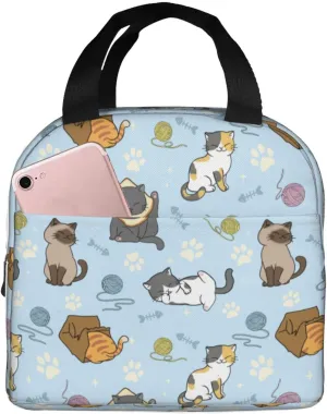 Cute Cats Lunch Box Insulated Lunch Bags for Women Men Adults Cooler Tote Bag for Work Picnic Gifts