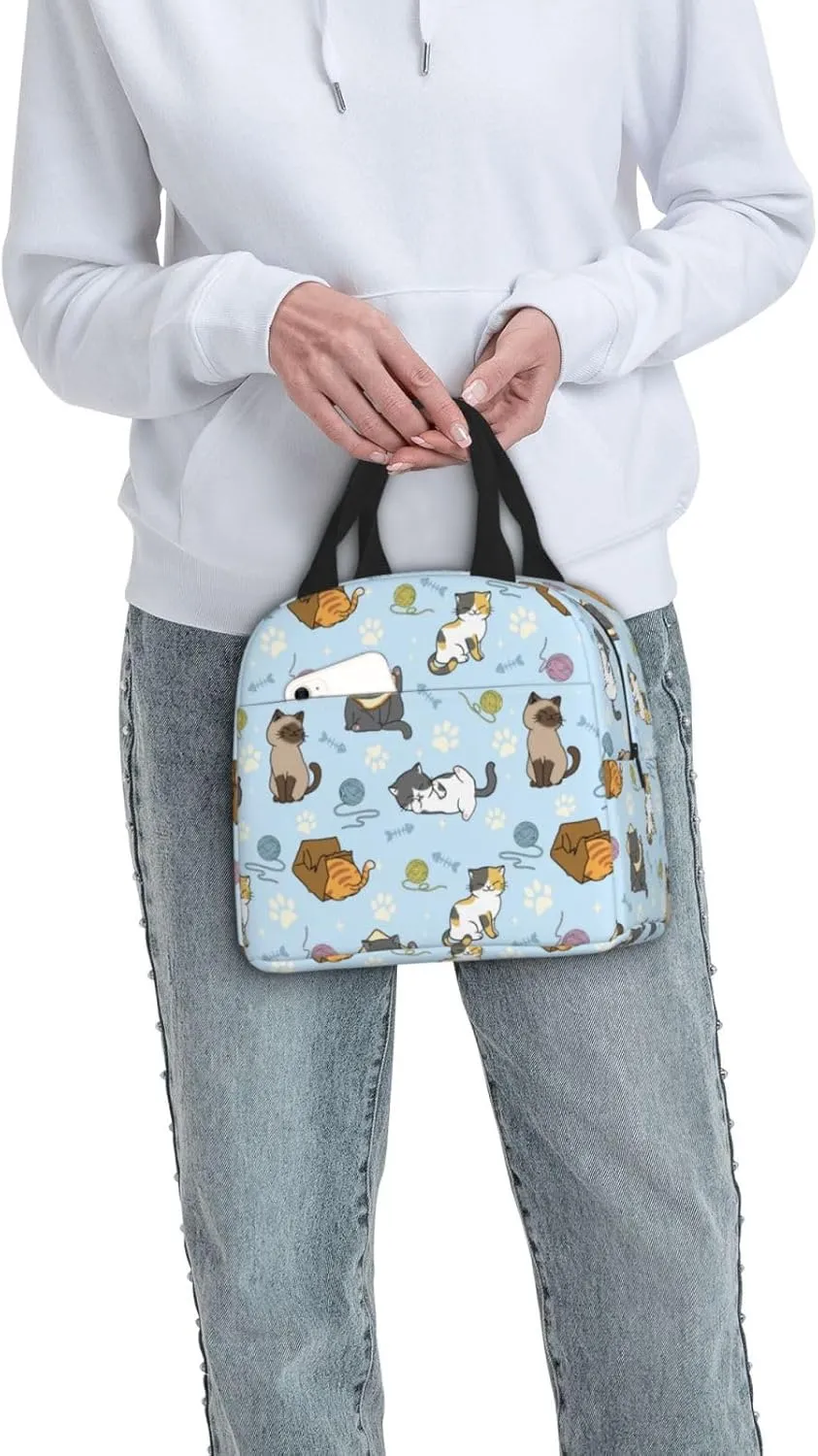 Cute Cats Lunch Box Insulated Lunch Bags for Women Men Adults Cooler Tote Bag for Work Picnic Gifts