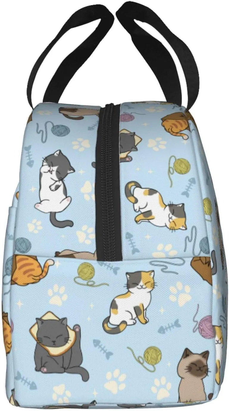 Cute Cats Lunch Box Insulated Lunch Bags for Women Men Adults Cooler Tote Bag for Work Picnic Gifts