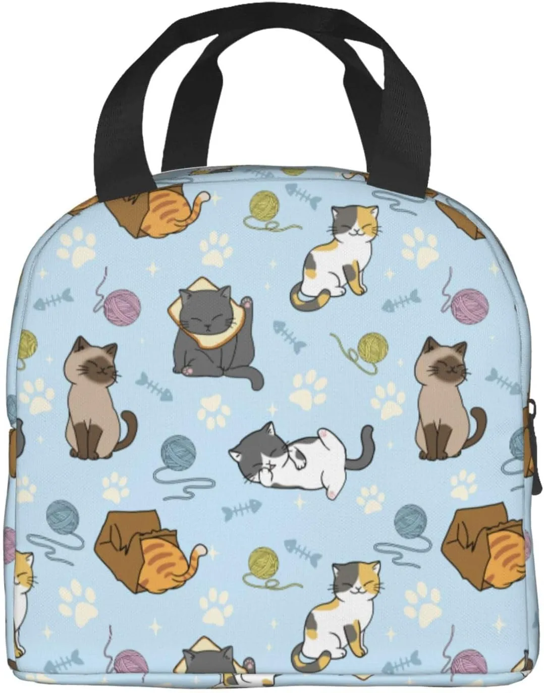 Cute Cats Lunch Box Insulated Lunch Bags for Women Men Adults Cooler Tote Bag for Work Picnic Gifts