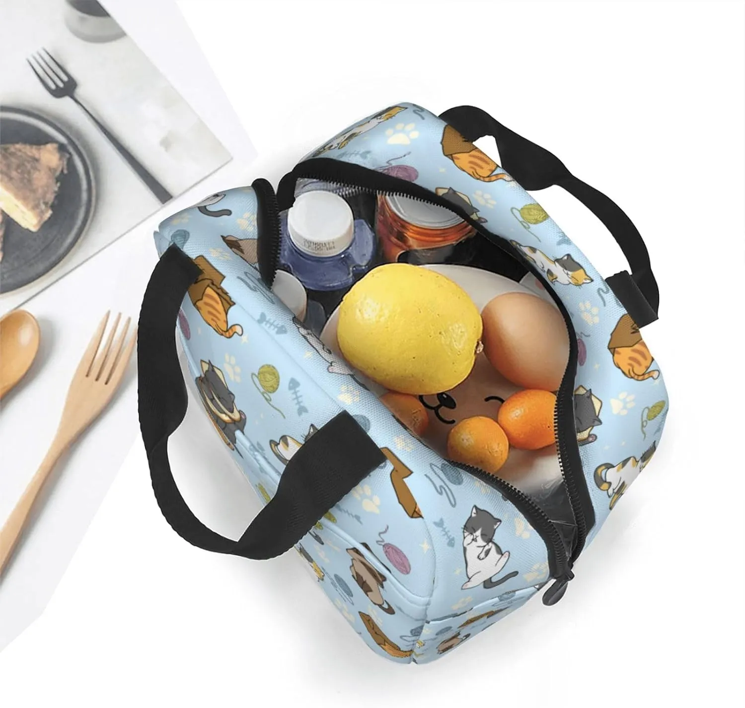 Cute Cats Lunch Box Insulated Lunch Bags for Women Men Adults Cooler Tote Bag for Work Picnic Gifts