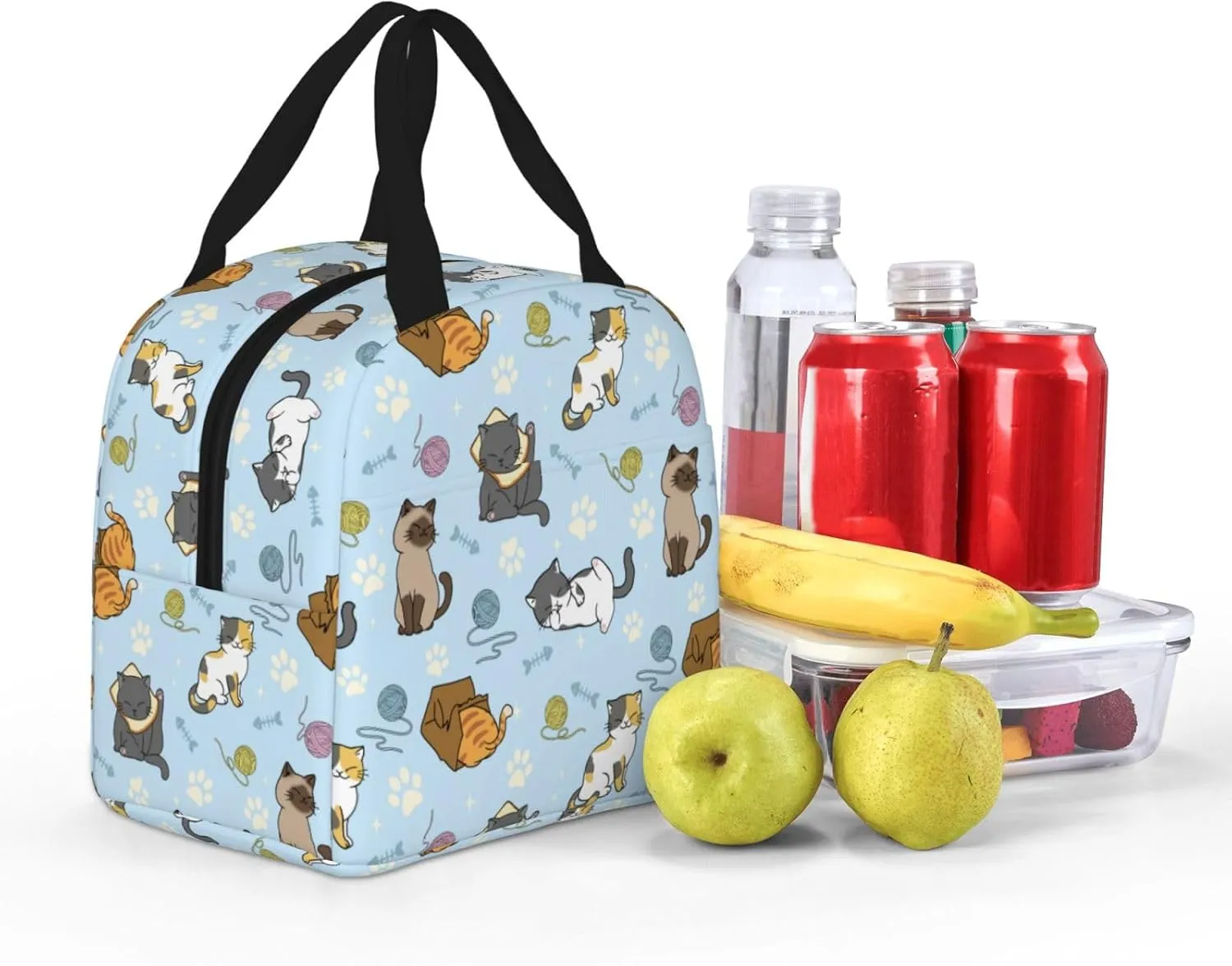 Cute Cats Lunch Box Insulated Lunch Bags for Women Men Adults Cooler Tote Bag for Work Picnic Gifts