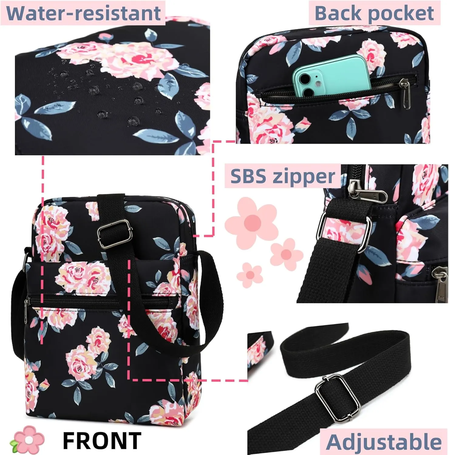 Cute Crossbody Bag and Purse Casual Canvas Shoulder Bag for Women