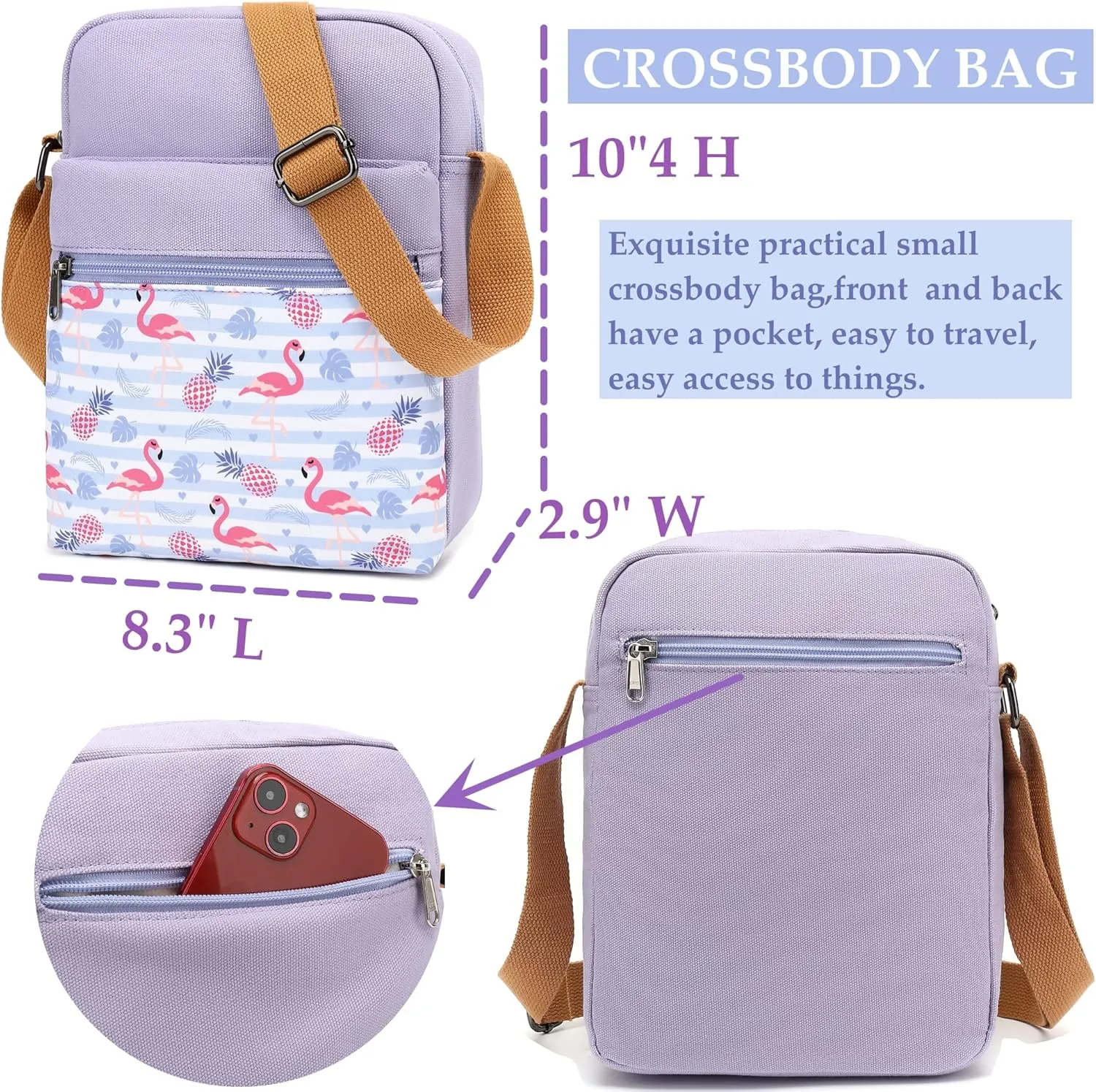 Cute Crossbody Bag and Purse Casual Canvas Shoulder Bag for Women