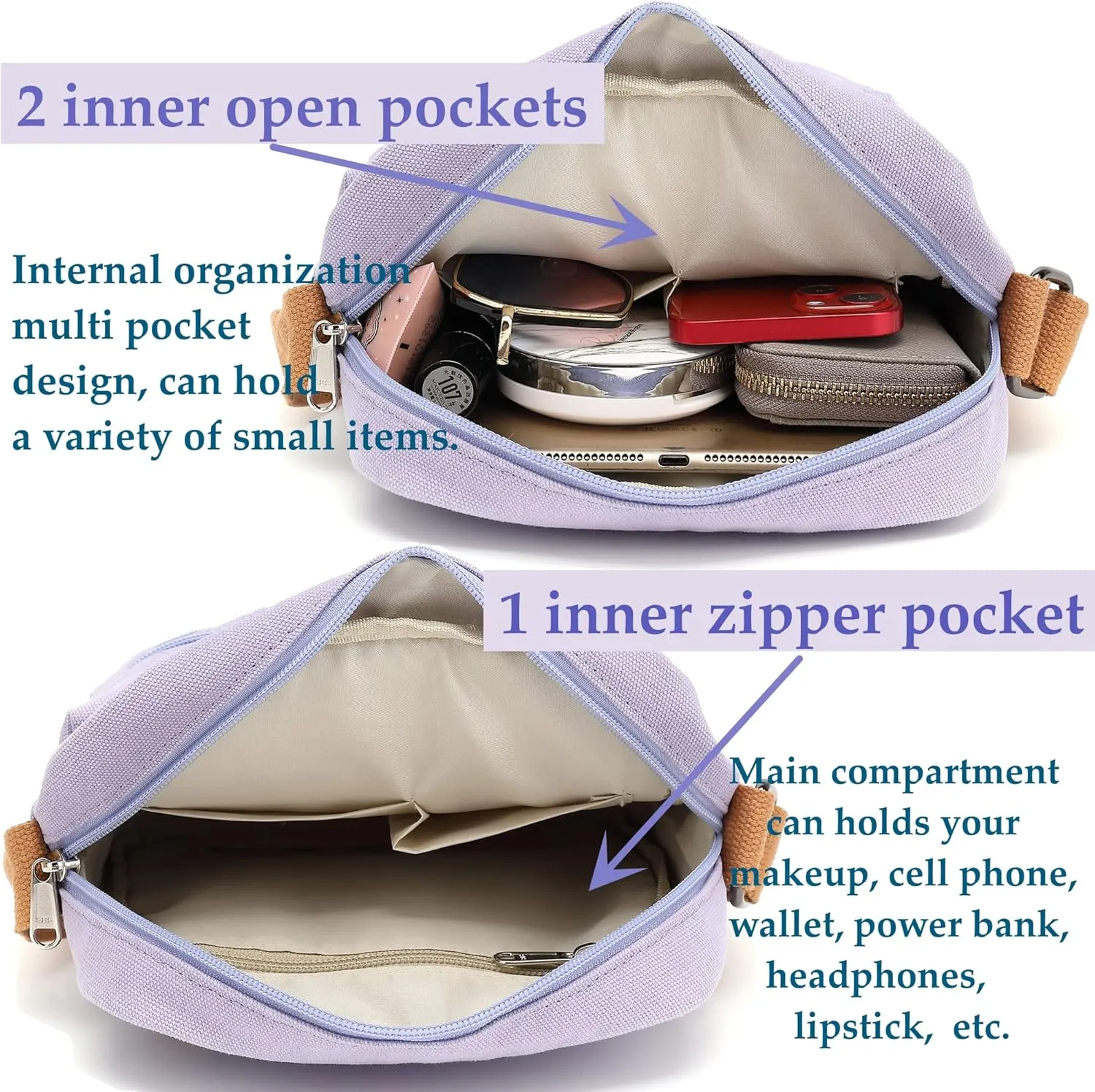 Cute Crossbody Bag and Purse Casual Canvas Shoulder Bag for Women