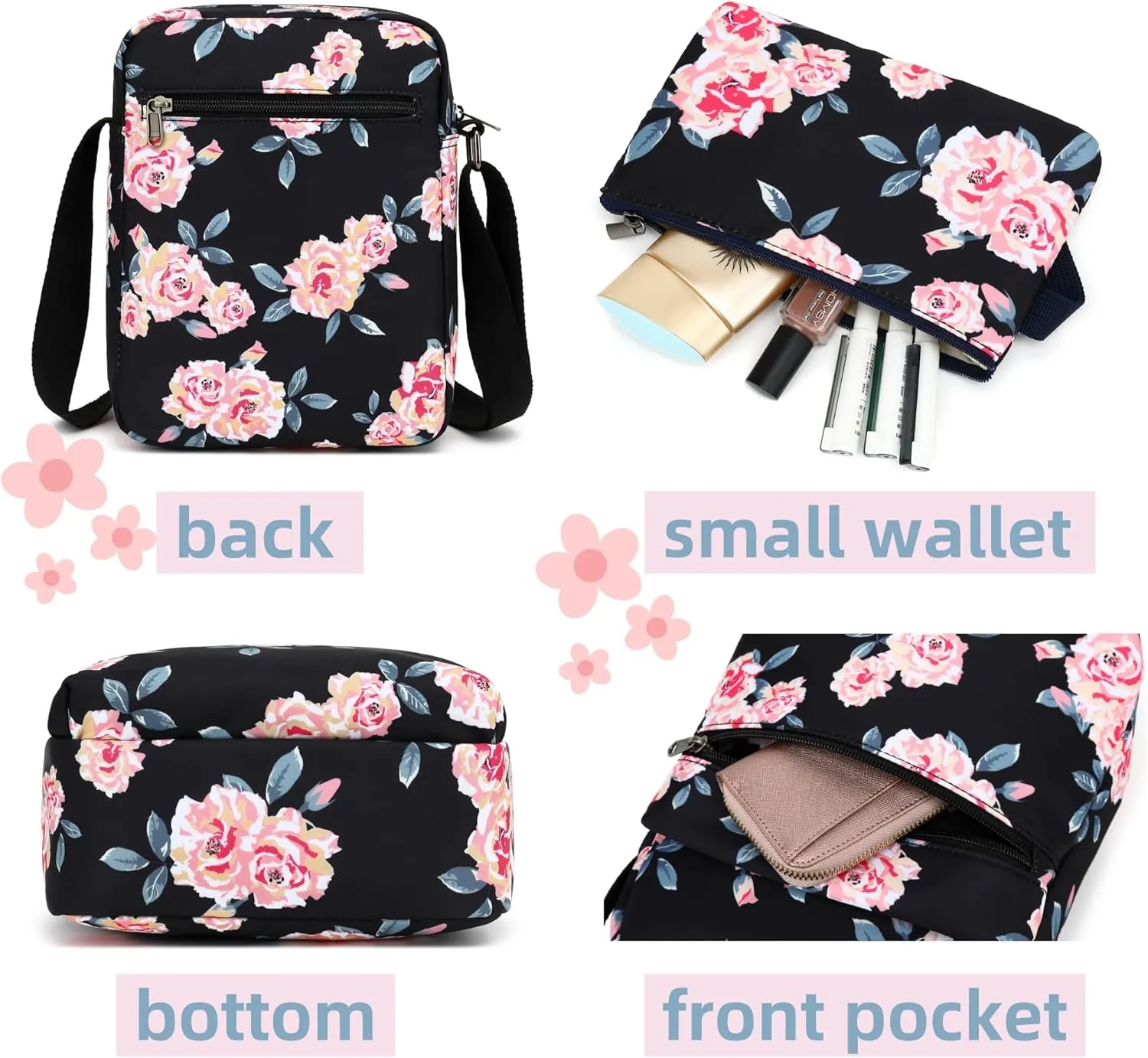 Cute Crossbody Bag and Purse Casual Canvas Shoulder Bag for Women