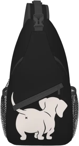 Cute Dachshund Sausage Dog Small Sling Bag for Women Mens Crossbody Backpack Cycling Hiking Daypack Chest Shoulder Bag with Adjustable Strap
