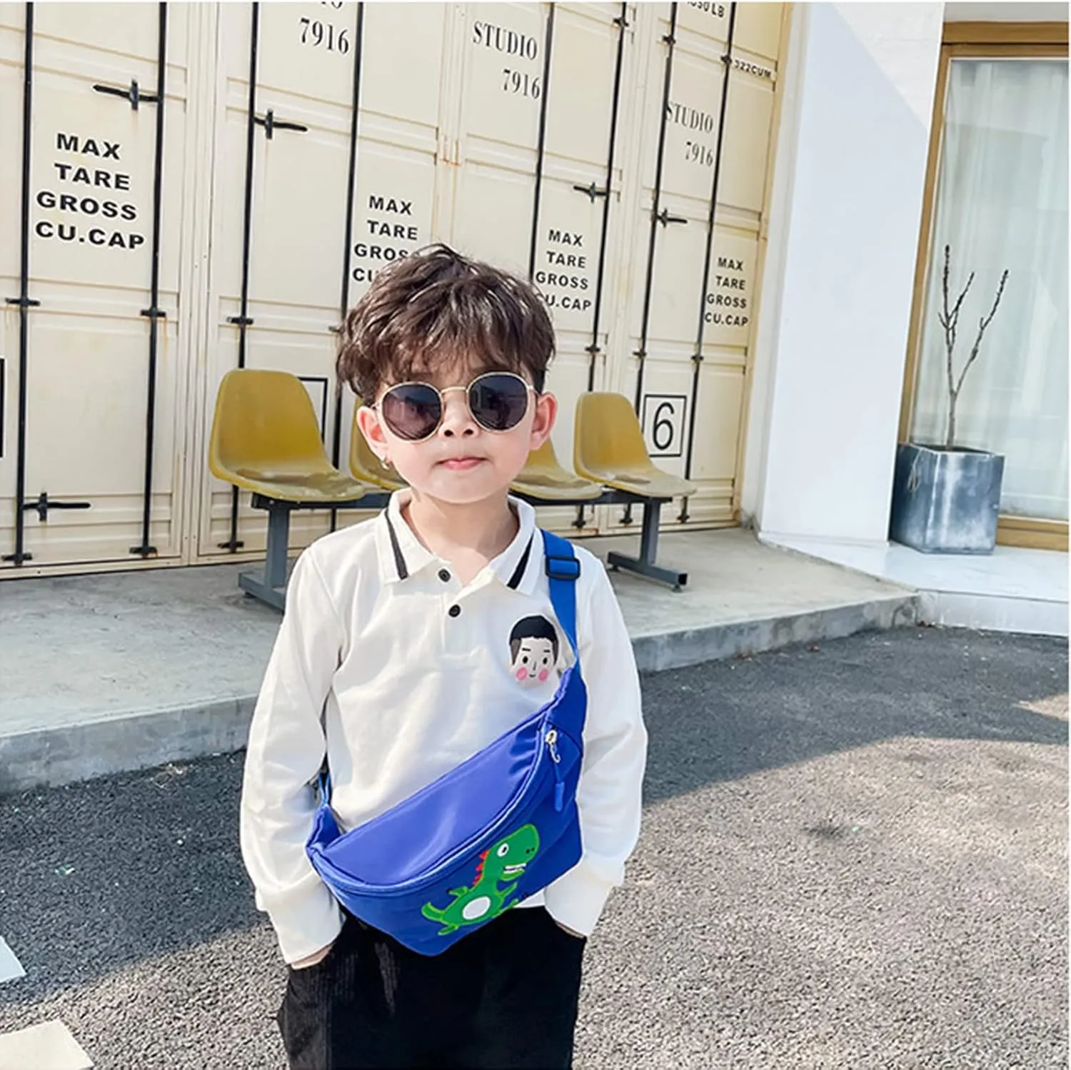 Cute Dinosaur Kids Fanny Pack Waist Pack Small Belt Bum Bag Crossbody Purse Waist Pouch for Toddler Girls Boys