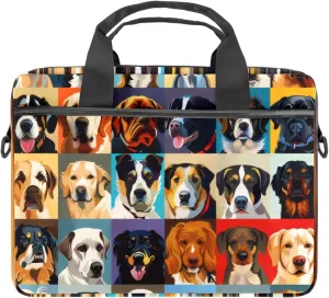 Cute Dog Breeds Laptop Shoulder Bag Slim Computer Briefcase Laptop Sleeve Messenger Case