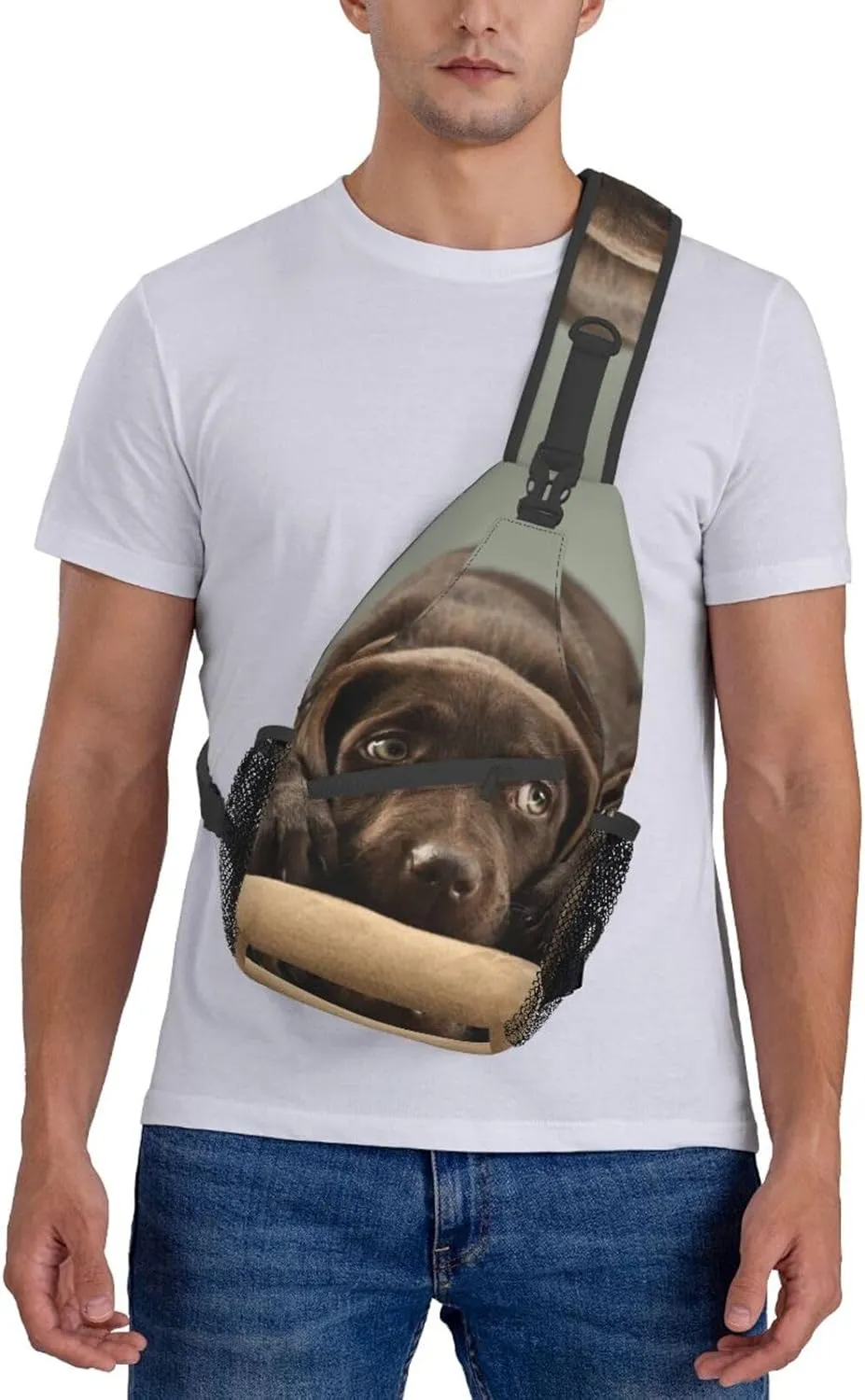 Cute Dog Pet Small Sling Bag for Women Mens Crossbody Backpack Cycling Hiking Daypack Shoulder Chest Bag with Adjustable Strap
