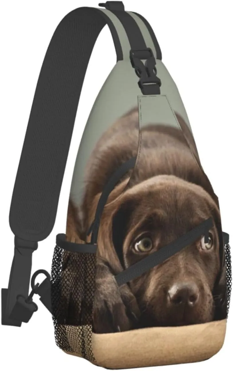 Cute Dog Pet Small Sling Bag for Women Mens Crossbody Backpack Cycling Hiking Daypack Shoulder Chest Bag with Adjustable Strap