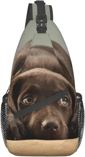 Cute Dog Pet Small Sling Bag for Women Mens Crossbody Backpack Cycling Hiking Daypack Shoulder Chest Bag with Adjustable Strap