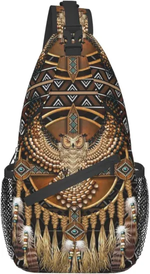 Cute Native American Sling Bag Crossbody Chest Bag Travel Hiking Daypack Casual Indian Backpack for Women Men