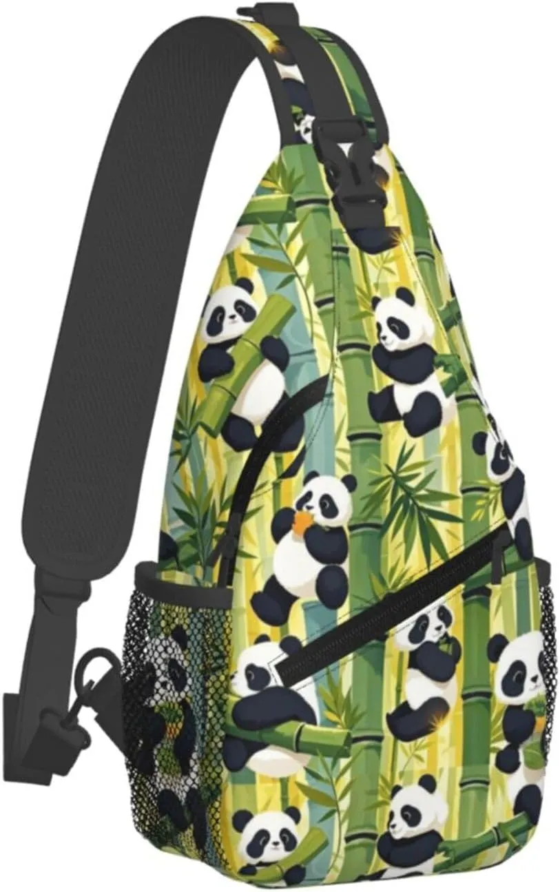 Cute Pandas Living in a Tree House Crossbody Bags Cross Chest Bag Adjustable Sling Backpack for Women Men