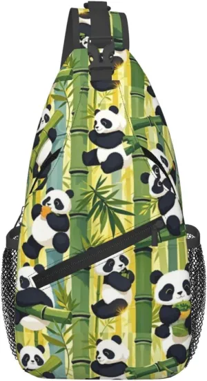 Cute Pandas Living in a Tree House Crossbody Bags Cross Chest Bag Adjustable Sling Backpack for Women Men