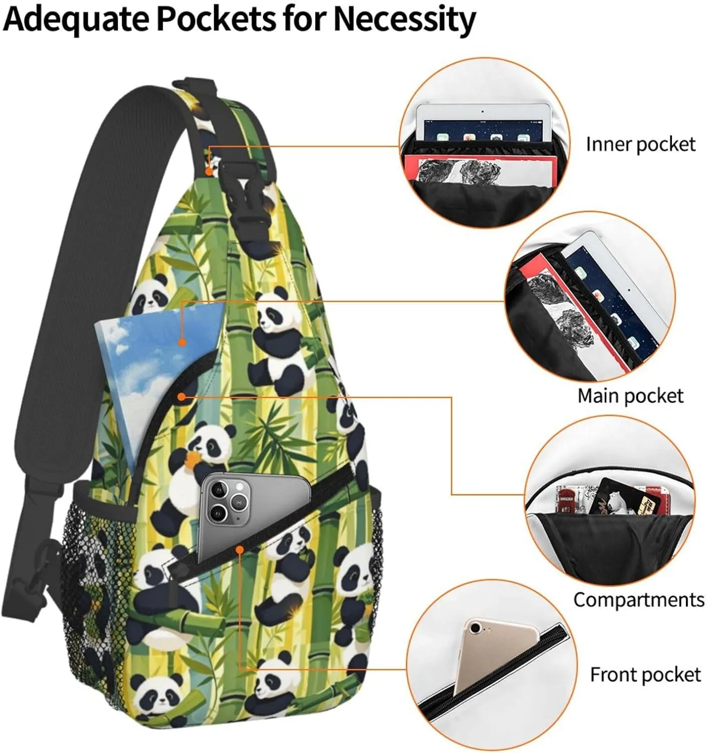Cute Pandas Living in a Tree House Crossbody Bags Cross Chest Bag Adjustable Sling Backpack for Women Men