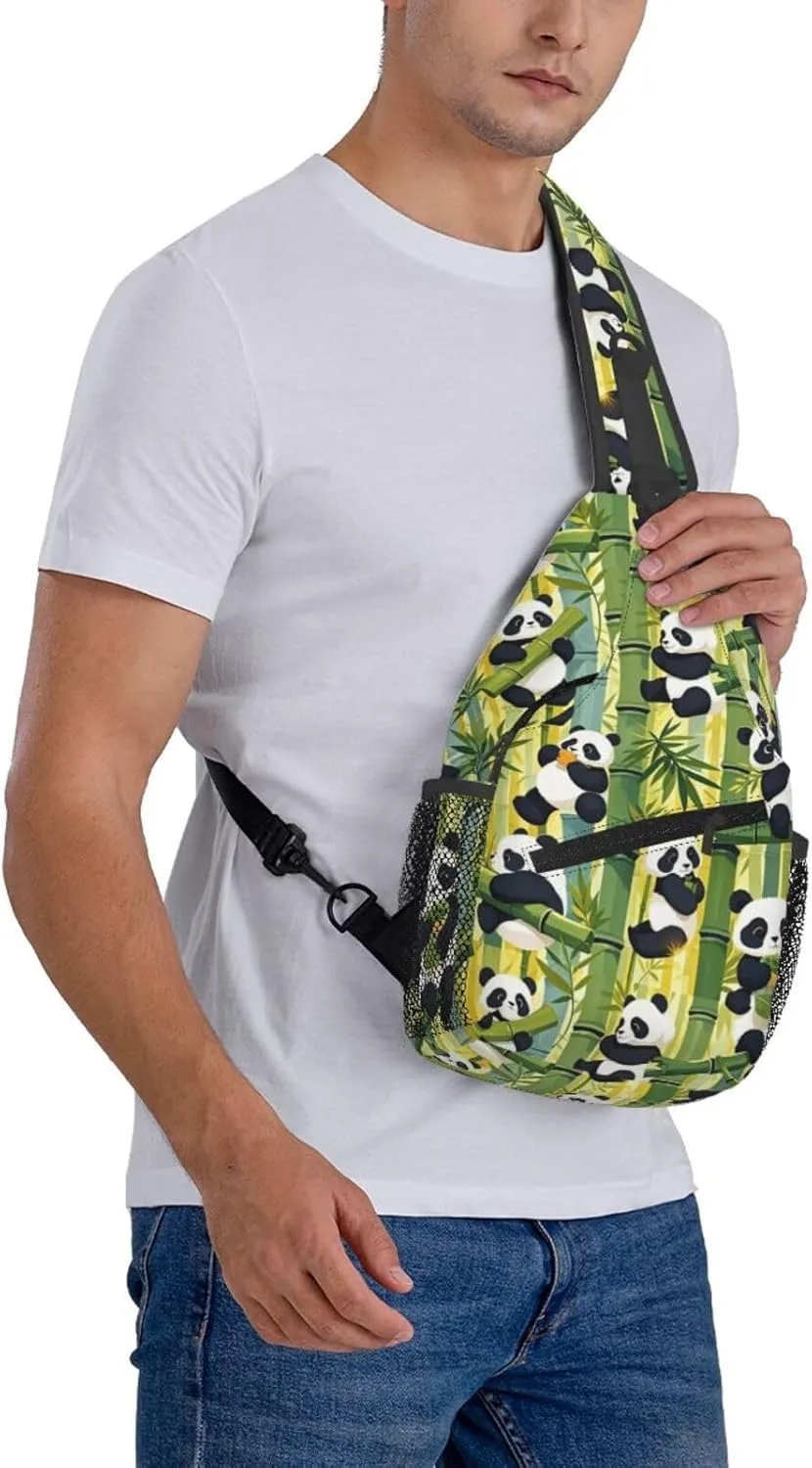 Cute Pandas Living in a Tree House Crossbody Bags Cross Chest Bag Adjustable Sling Backpack for Women Men